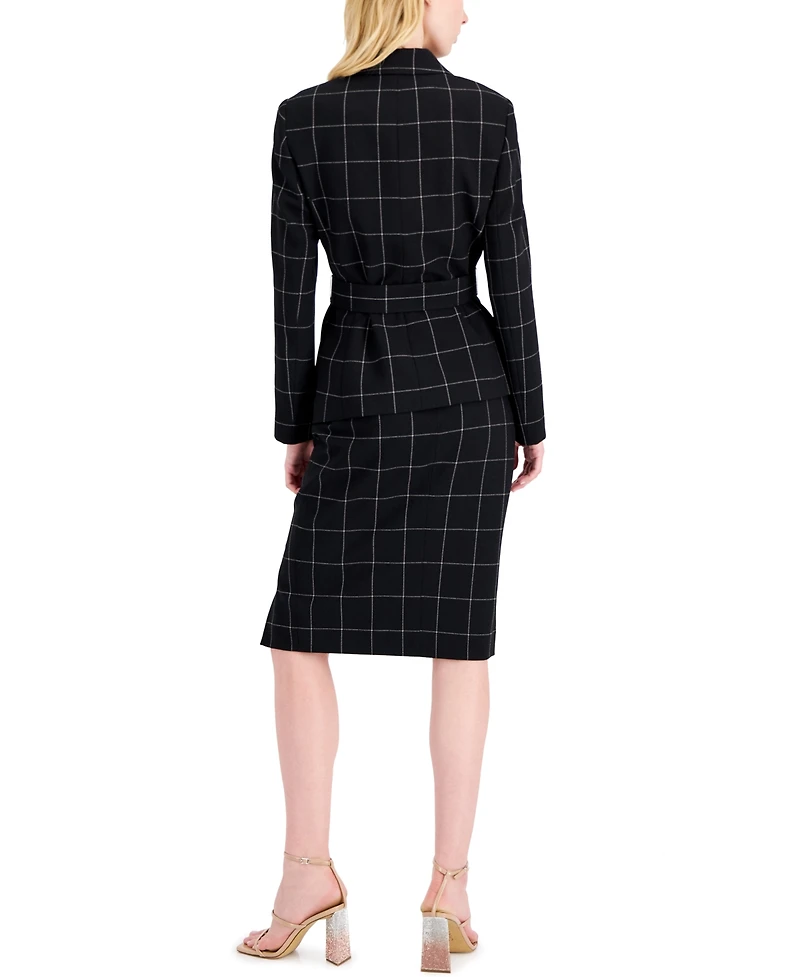 Tahari Asl Women's Windowpane-Print Skirt Suit