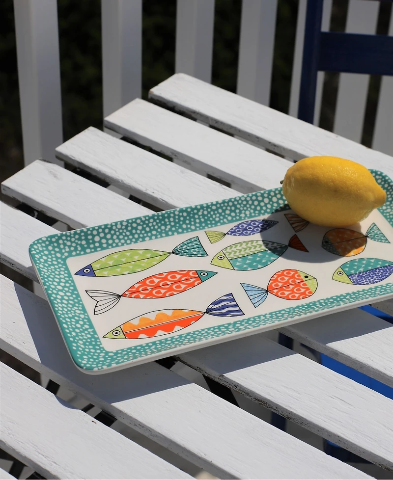 Euro Ceramica Fresh Catch Rectangular Tray, 15"