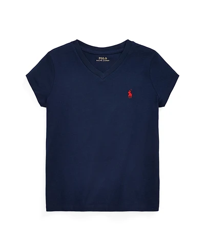 Polo Ralph Lauren Toddler and Little Girls Short Sleeve Cotton Jersey V-Neck T-shirt