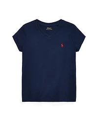 Polo Ralph Lauren Toddler and Little Girls Short Sleeve Cotton Jersey V-Neck T-shirt