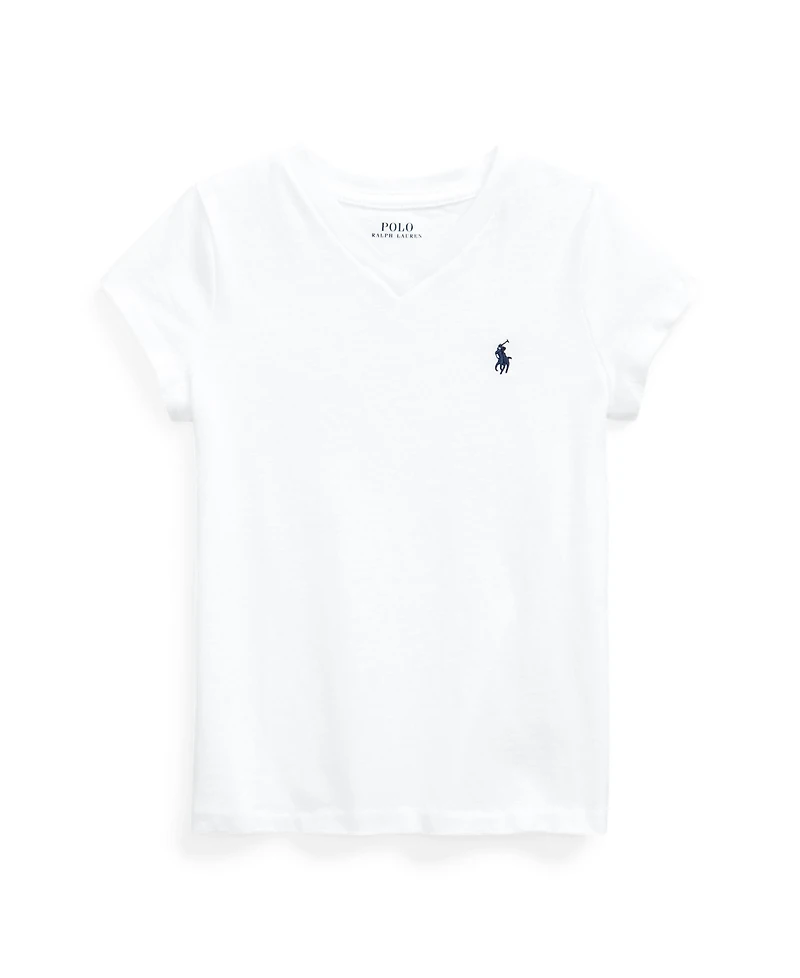 Polo Ralph Lauren Toddler and Little Girls Short Sleeve Cotton Jersey V-Neck T-shirt