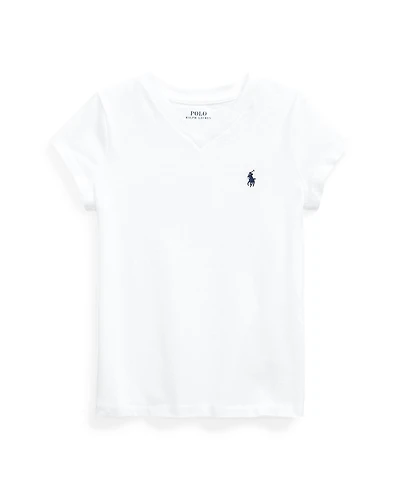 Polo Ralph Lauren Toddler and Little Girls Short Sleeve Cotton Jersey V-Neck T-shirt