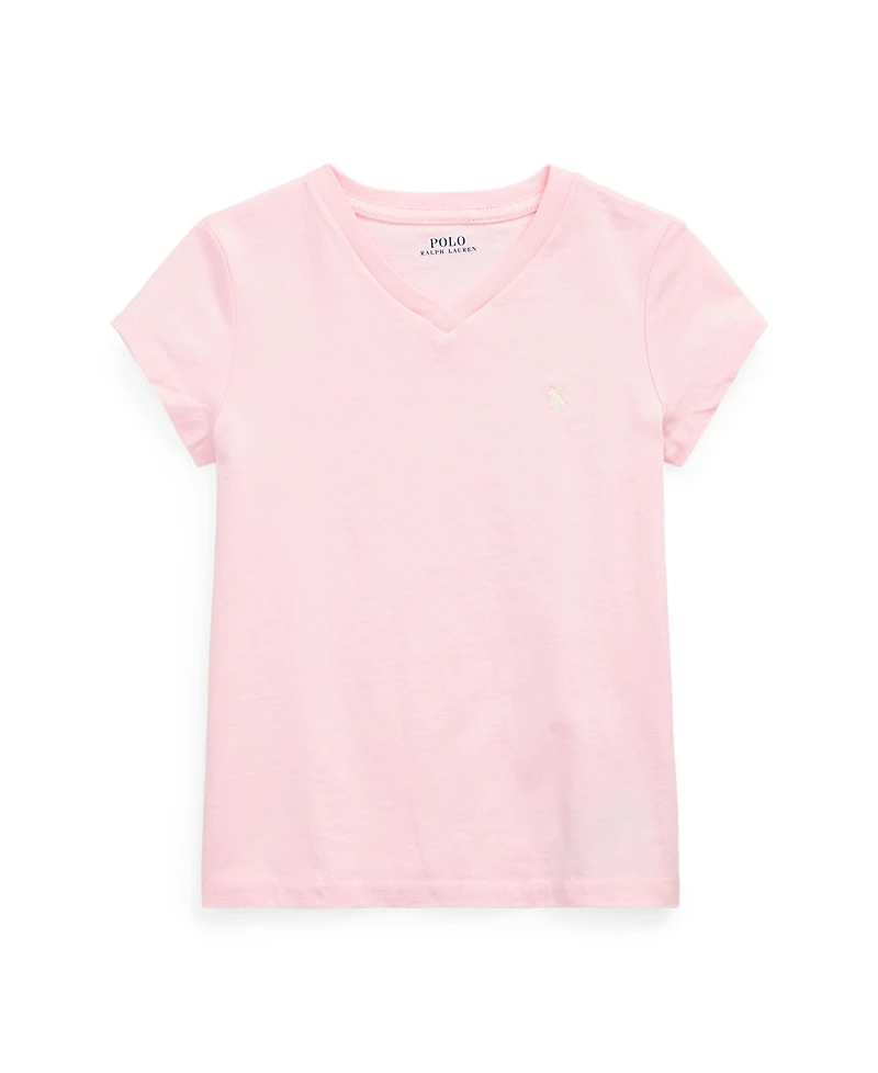 Polo Ralph Lauren Toddler and Little Girls Short Sleeve Cotton Jersey V-Neck T-shirt
