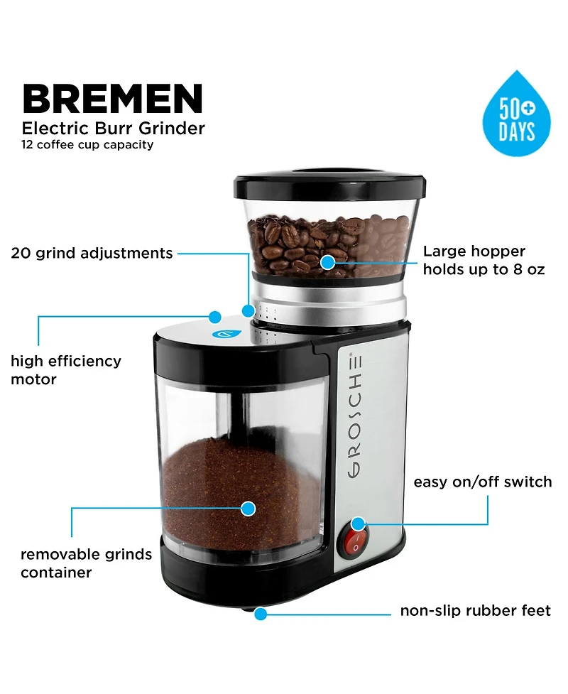 Grosche Bremen Burr Electric Coffee Grinder