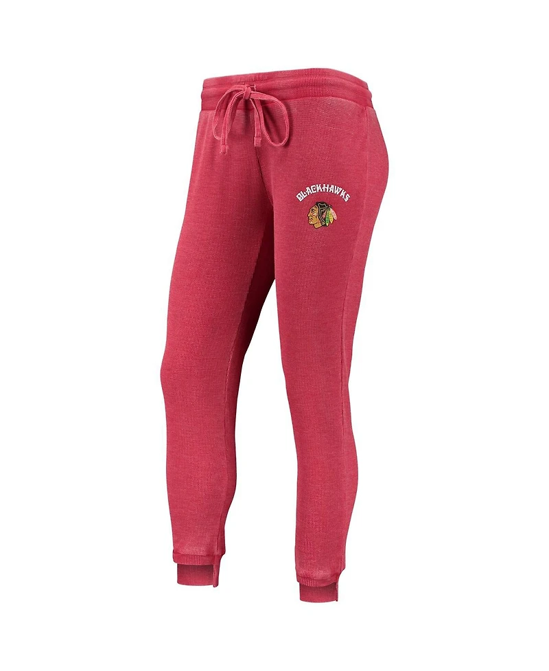 Women's Concepts Sport Red, White Chicago Blackhawks Resurgence Slub Burnout Raglan T-shirt and Joggers Sleep Set