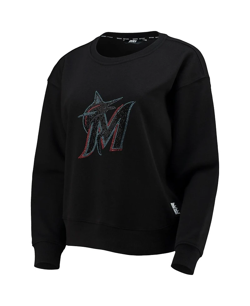 Women's Dkny Sport Black Miami Marlins Carrie Pullover Sweatshirt