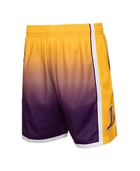 Men's Mitchell & Ness Gold and Purple Los Angeles Lakers 2009/10 Hardwood Classics Fadeaway Reload 3.0 Swingman Shorts