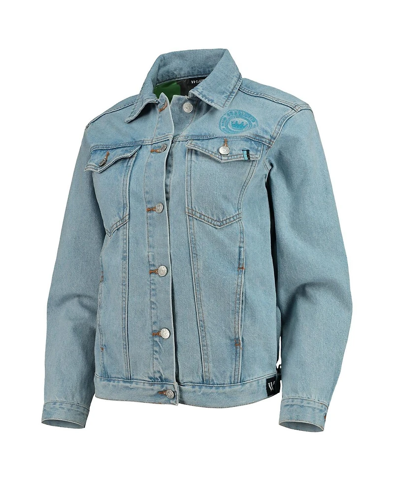 Women's The Wild Collective Blue Charlotte Fc Print Denim Button-Up Jacket