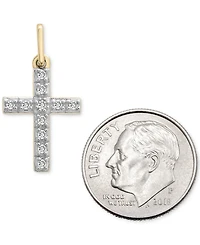 Wrapped Diamond Cross Charm Pendant (1/20 ct. t.w.) in 10k Gold, Created for Macy's