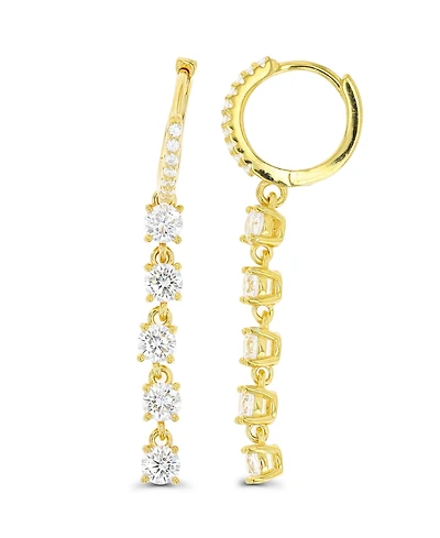 Dangling Huggie Earrings in 14K Gold Plated Sterling Silver