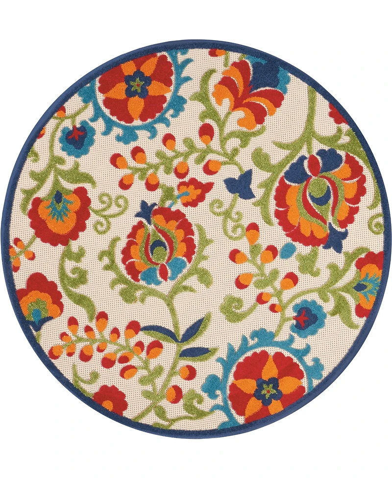 Nourison Home Aloha ALH17 5'3" x 5'3" Round Outdoor Area Rug