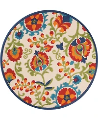 Nourison Home Aloha ALH17 5'3" x 5'3" Round Outdoor Area Rug