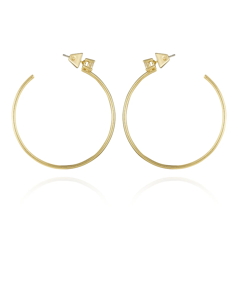 Vince Camuto Gold-Tone Cubic Zirconia C Hoop Earrings