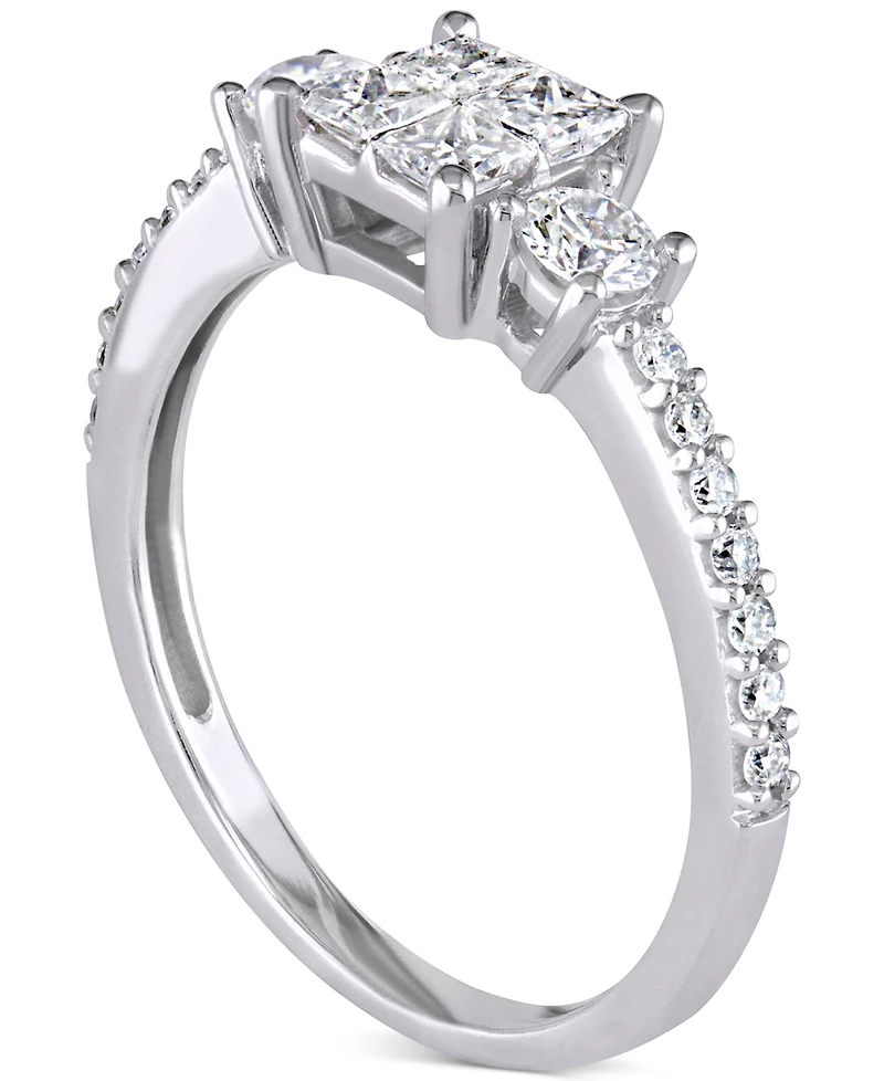 Diamond Princess Quad Cluster Engagement Ring (3/4 ct. t.w.) 14k White Gold