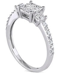 Diamond Princess Quad Cluster Engagement Ring (3/4 ct. t.w.) 14k White Gold