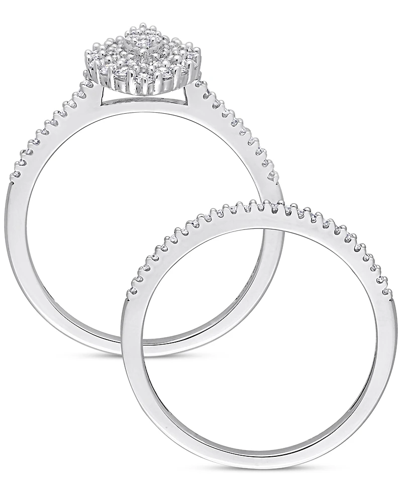 Diamond Halo Cluster Bridal Set (1/2 ct. t.w.) 14k White Gold