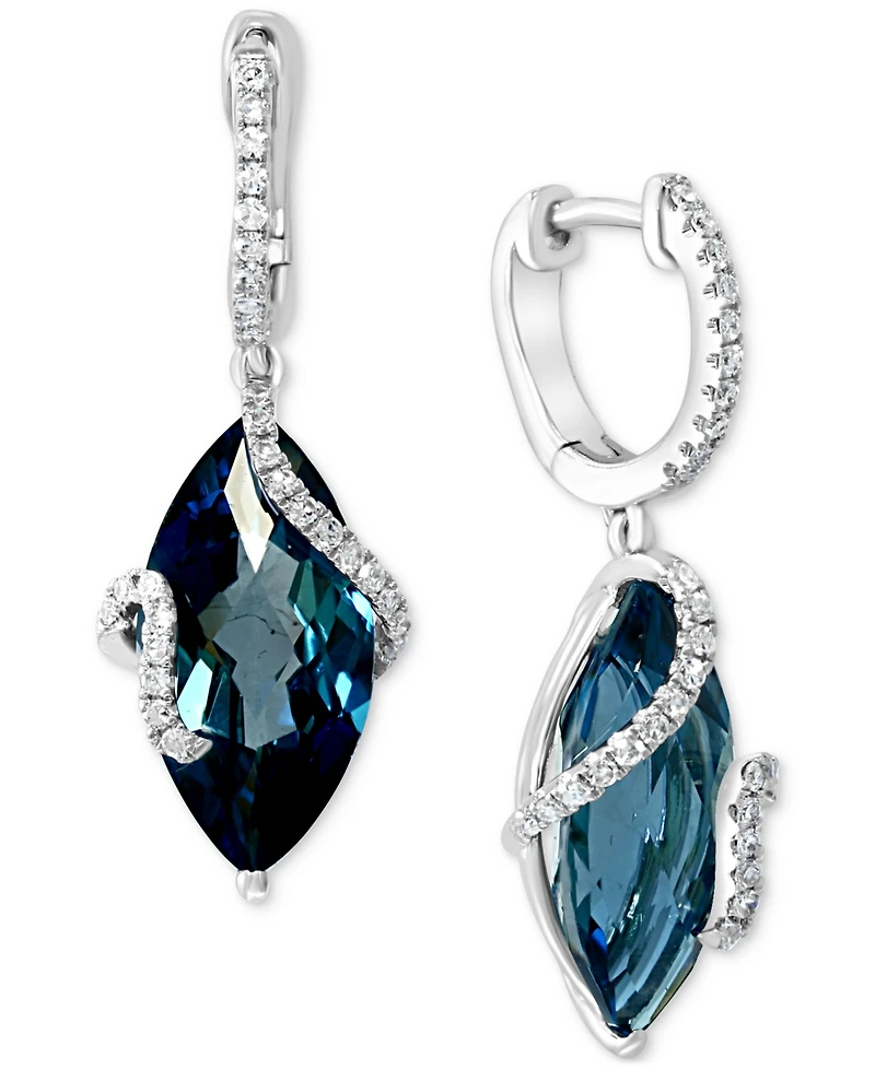 Effy Citrine & Diamond Drop Earrings 14k Gold (Also available Pink Amethyst, Green Amethyst and London Blue Topaz)