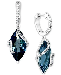 Effy Citrine & Diamond Drop Earrings 14k Gold (Also available Pink Amethyst, Green Amethyst and London Blue Topaz)