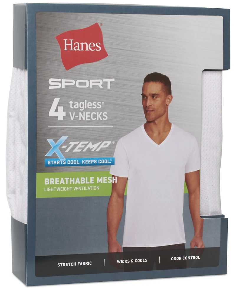Hanes Men's X-Temp V-Neck Mesh T-Shirts - 4-pk.