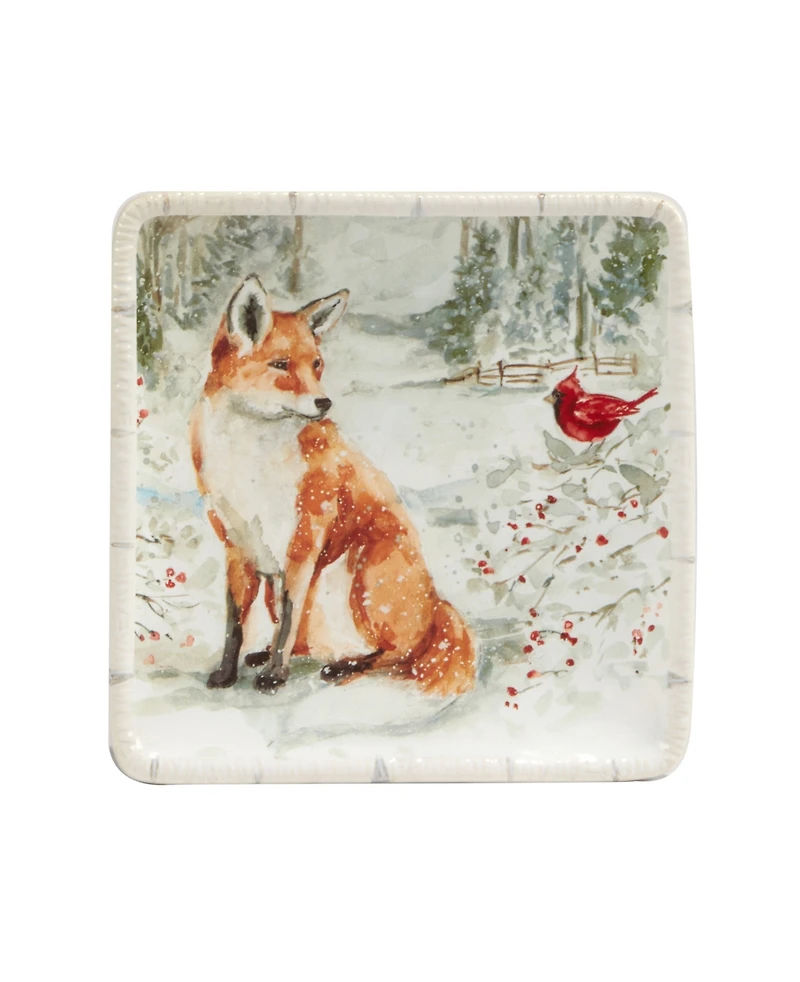 Certified International Winter's Walk 4 Piece Canape Plate Set