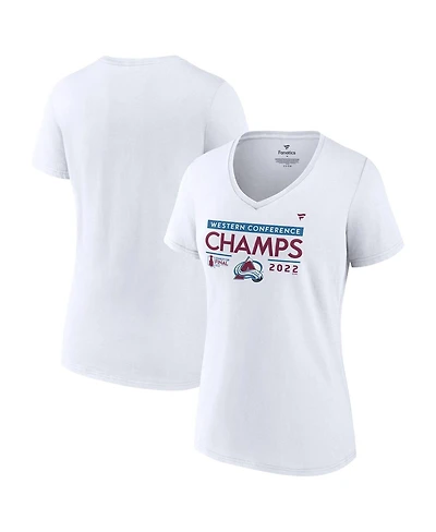 Women's Fanatics White Colorado Avalanche 2022 Western Conference Champions Locker Room V-Neck T-shirt