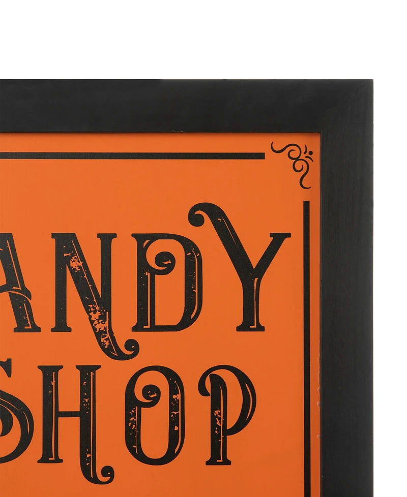 Glitzhome Halloween Wooden "Candy Shop" Standing Easel Sign or Hanging Decor, 24"