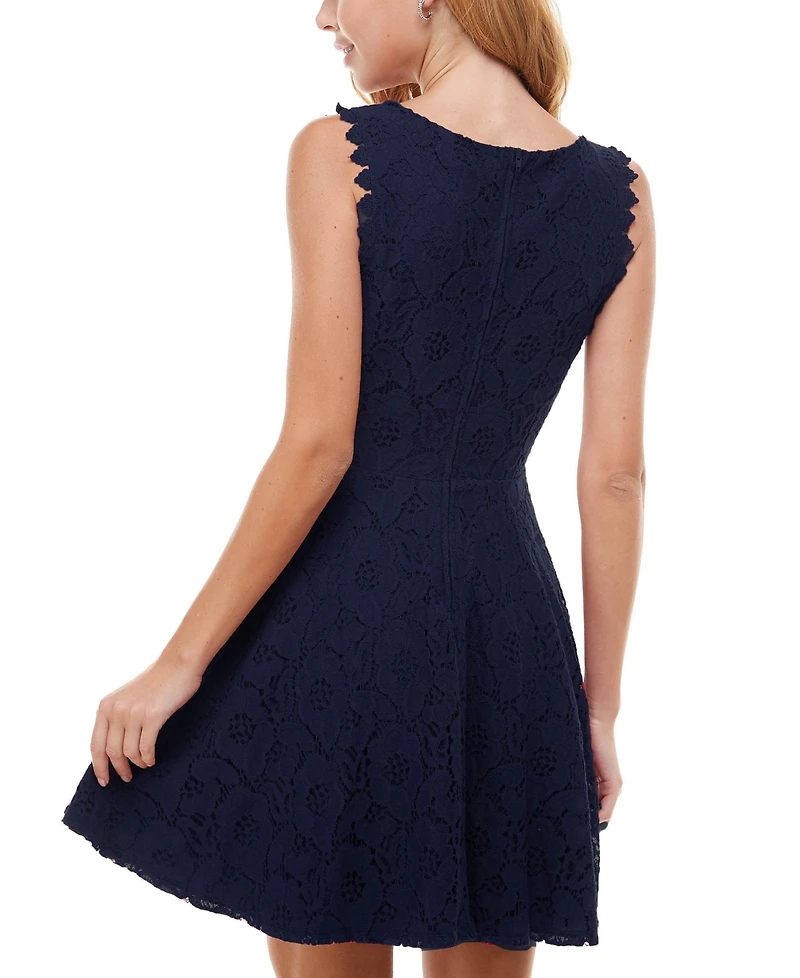 City Studios Juniors' Lace Fit & Flare Dress