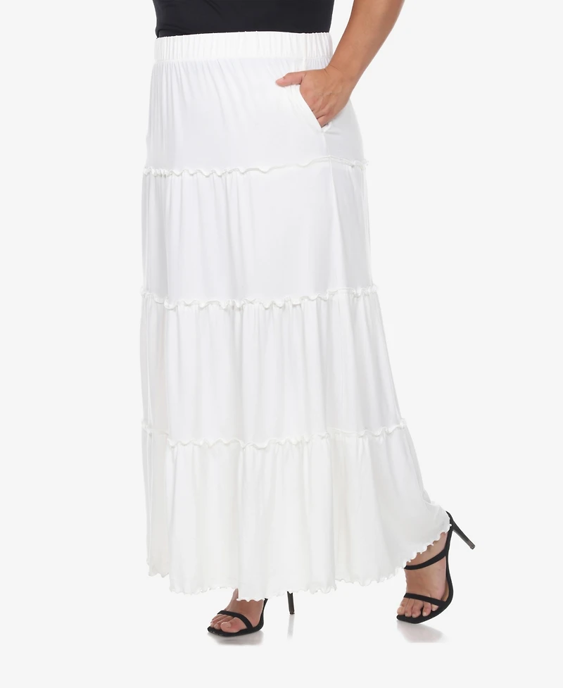 White Mark Plus Tiered Maxi Skirt