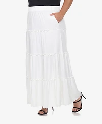White Mark Plus Tiered Maxi Skirt