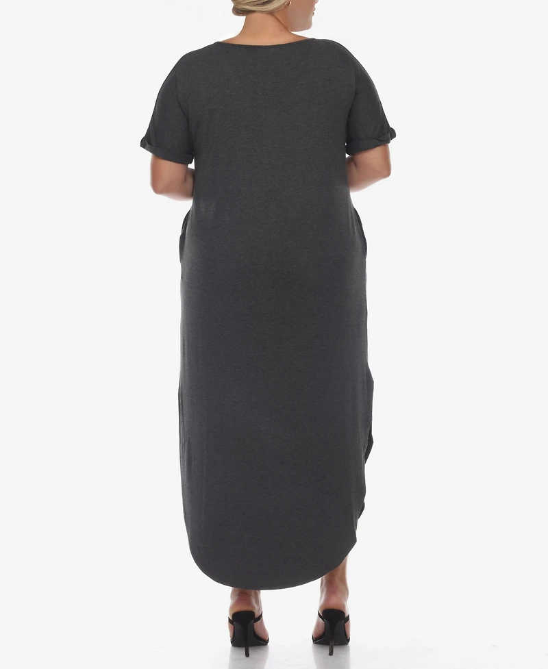 Plus Short Sleeve V-neck Maxi Dress