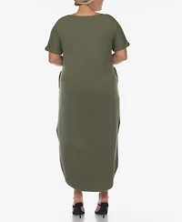 Plus Short Sleeve V-neck Maxi Dress