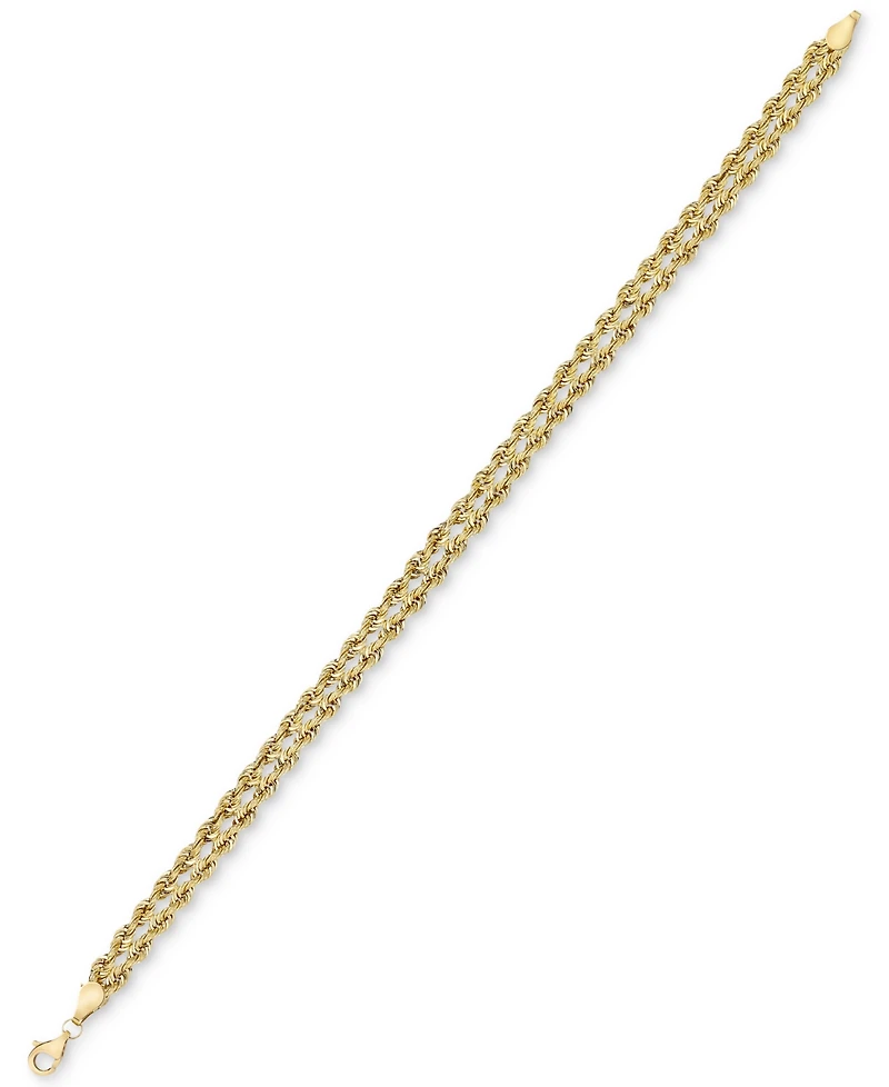 Double Row Twisted Heart Link Bracelet 14k Gold