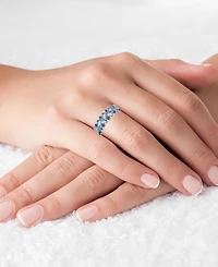 Cubic Zirconia Sterling Silver Tanzanite and Baguette Ring