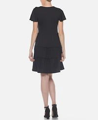 Women's Short Sleeve V-Neck Tiered Dress