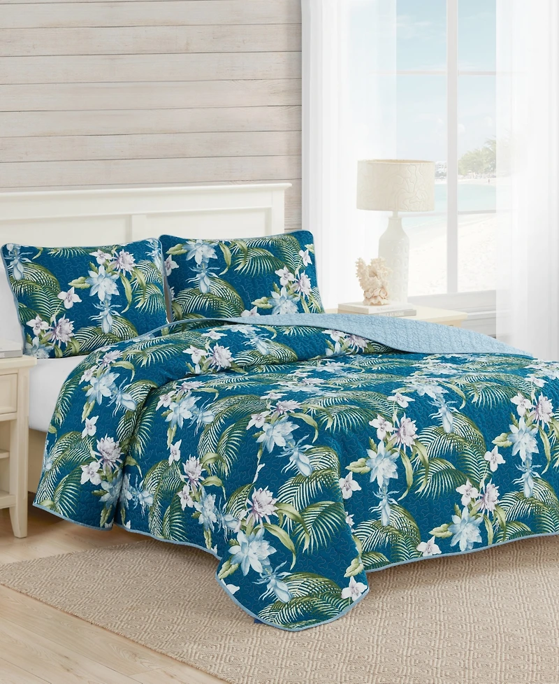 Tommy Bahama Home Southern Breeze Reversible 3 Piece Quilt Set, King