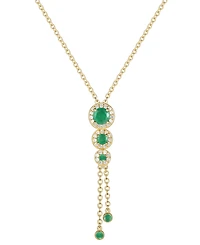 Sapphire (3/4 ct. t.w.) & Diamond (1/6 Triple Halo Lariat Necklace Gold-Plated Silver, 16" + 2" extender (Also Ruby Emerald)