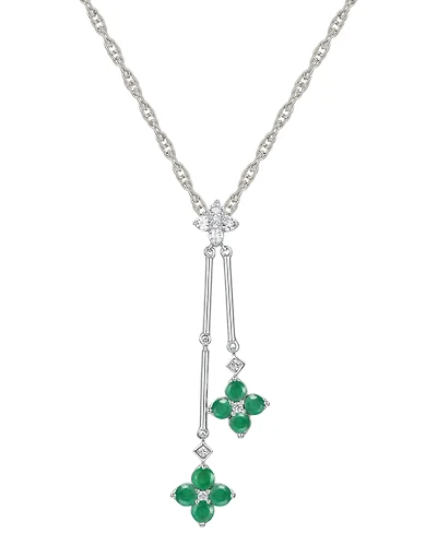 Ruby (3/4 ct. t.w.) & Diamond (1/8 Double Flower 18" Lariat Necklace Sterling Silver (Also Sapphire Emerald)