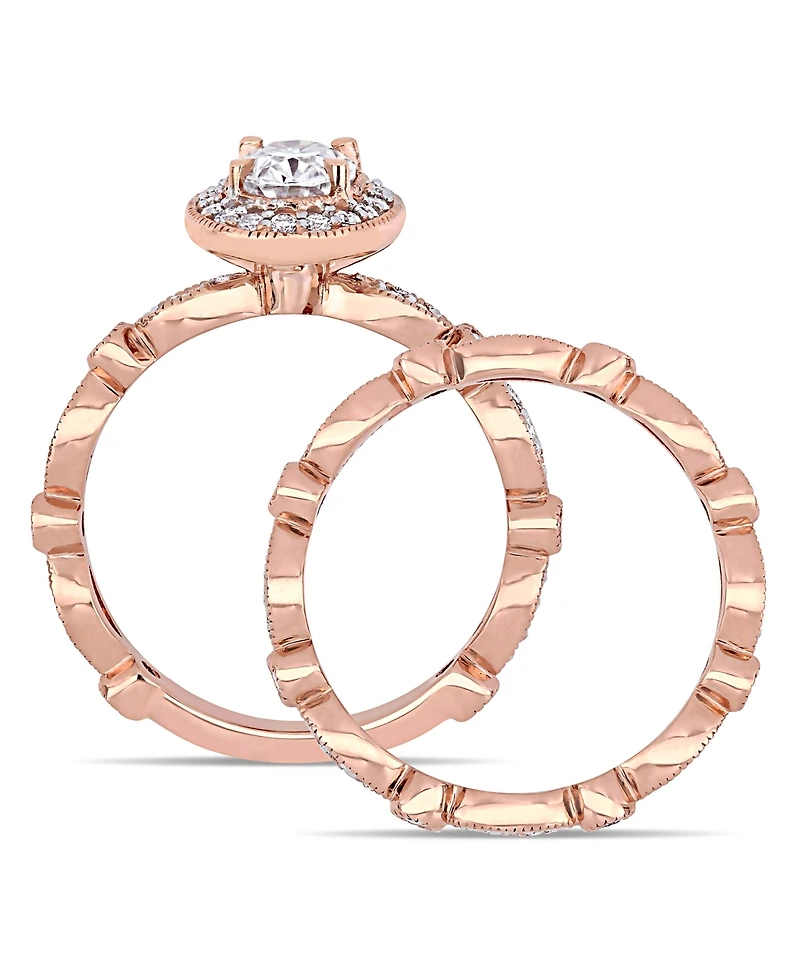 Moissanite 10K Gold Vintage-Like Halo Infinity Bridal Ring Set, 2 Piece