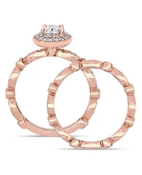 Moissanite 10K Gold Vintage-Like Halo Infinity Bridal Ring Set, 2 Piece