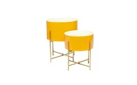 Metal Modern Planters with Stand, Set of 2