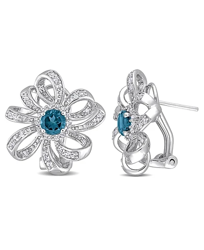 Amethyst (7/8 ct. t.w.) and White Topaz (3/4 Floral Earrings Sterling Silver