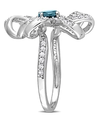 Blue Topaz (1/2 ct. t.w.) and White Flower Cocktail Ring Sterling Silver