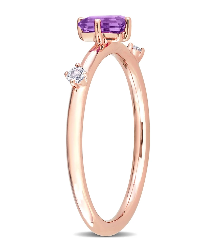 10K Rose Gold Amethyst and White Topaz Stackable Ring