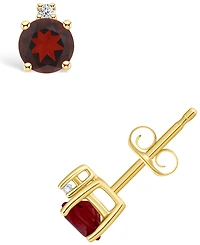 Garnet (3/4 ct. t.w.) and Diamond Accent Stud Earrings 14K Yellow Gold