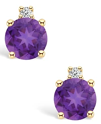 Amethyst (1/2 ct. t.w.) and Diamond Accent Stud Earrings 14K Yellow Gold
