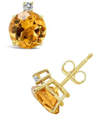 Citrine (3-5/8 ct. t.w.) and Diamond Accent Stud Earrings in 14K Yellow Gold