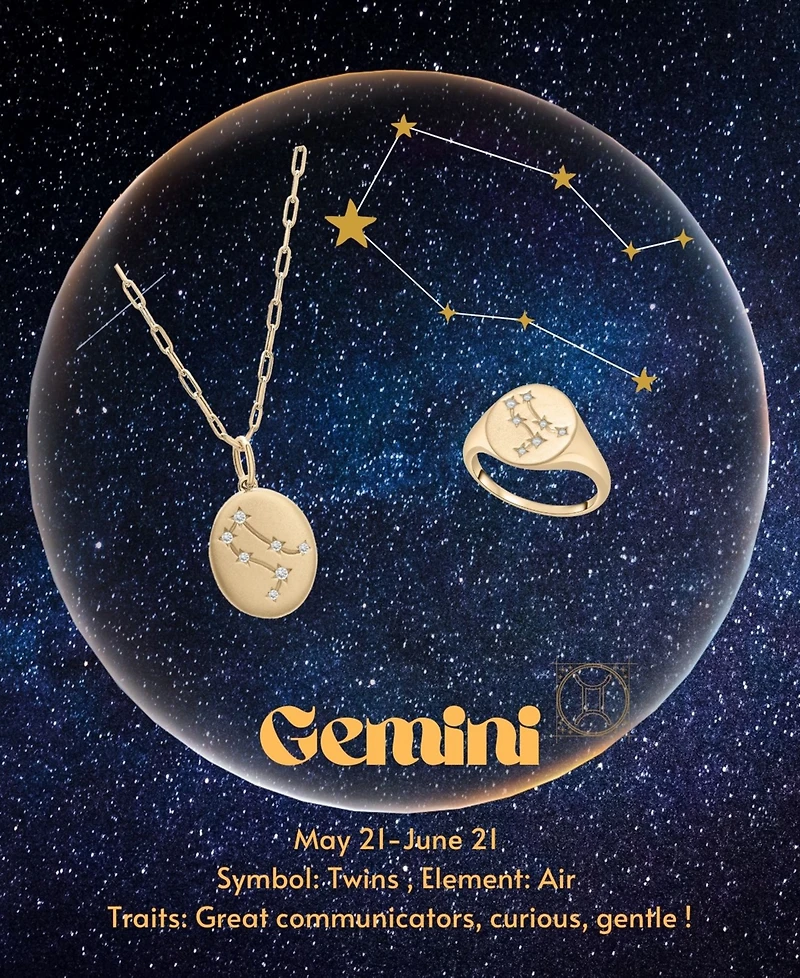 Wrapped Diamond Gemini Constellation Ring (1/20 ct. t.w.) in 10k Gold, Created for Macy's