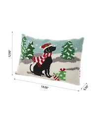 Glitzhome Hooked Christmas Dog Pillow, 18" x 12"