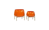 Metal Modern Planters with Stand, Set of 2