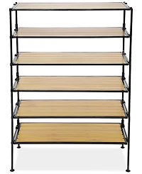 Seville Classics 2-Tier Stackable 6-Pair Resin Slat Shoe Storage Rack Organizer
